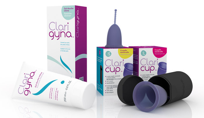 Menstruační kalíšek Claricup a intimní gel Clarigyna